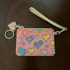 Dooney & Bourke Clutch Change Purse Heart Key Chain & Hang Tag